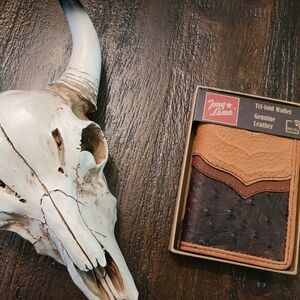 Tony Lama Brown and Tan Tri-Fold Leather Card & Key Holder